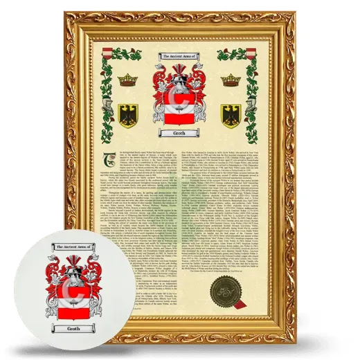 Groth Framed Armorial History and Mouse Pad - Gold