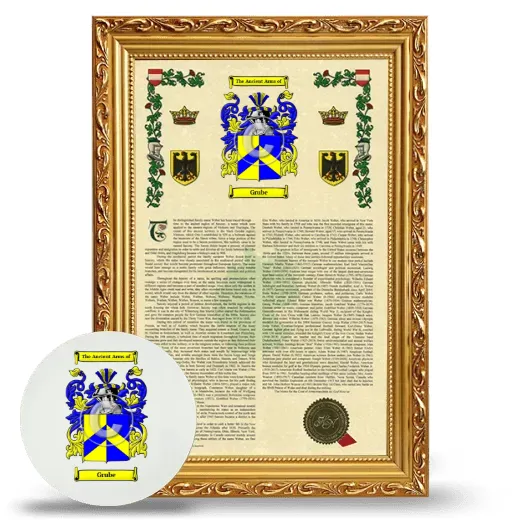 Grube Framed Armorial History and Mouse Pad - Gold