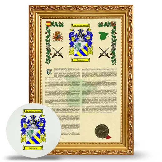Guerrero Framed Armorial History and Mouse Pad - Gold