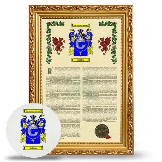 Guillen Framed Armorial History and Mouse Pad - Gold