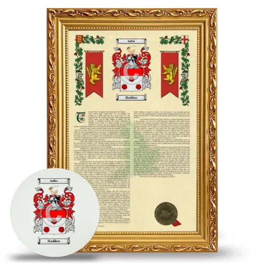 Haddon Framed Armorial History and Mouse Pad - Gold