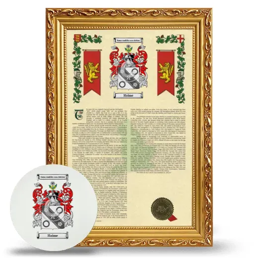 Haime Framed Armorial History and Mouse Pad - Gold