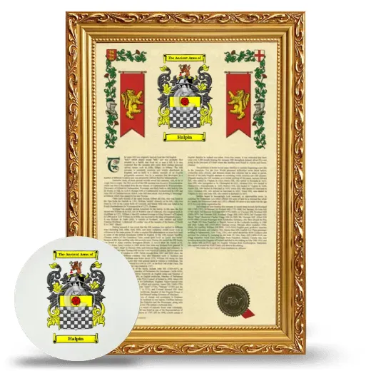 Halpin Framed Armorial History and Mouse Pad - Gold