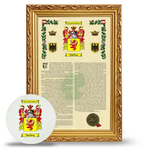 Hapsburg Framed Armorial History and Mouse Pad - Gold