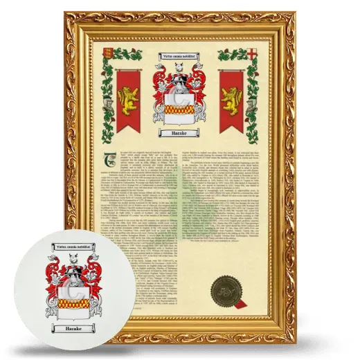 Harake Framed Armorial History and Mouse Pad - Gold