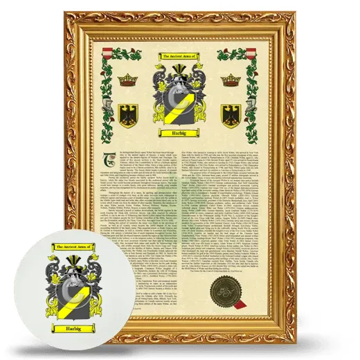 Harbig Framed Armorial History and Mouse Pad - Gold