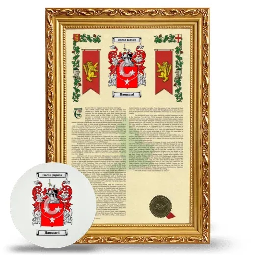 Haunsard Framed Armorial History and Mouse Pad - Gold