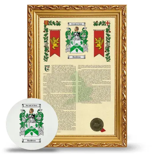 Hazleton Framed Armorial History and Mouse Pad - Gold