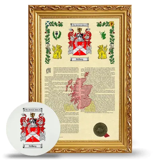 Helberg Framed Armorial History and Mouse Pad - Gold