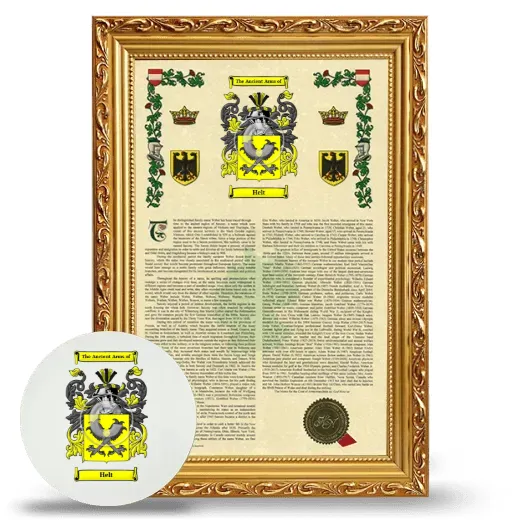 Helt Framed Armorial History and Mouse Pad - Gold