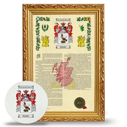 Hermies Framed Armorial History and Mouse Pad - Gold
