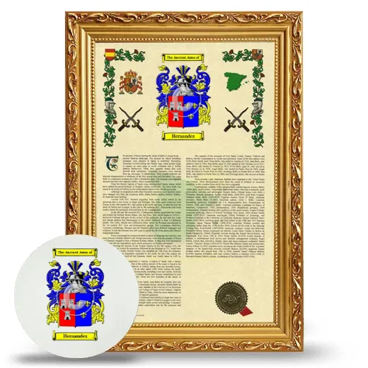 Hernandez Framed Armorial History and Mouse Pad - Gold