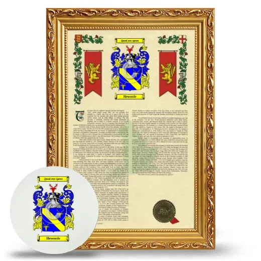 Heworde Framed Armorial History and Mouse Pad - Gold