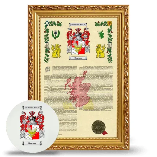 Hewson Framed Armorial History and Mouse Pad - Gold