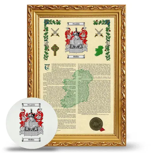 Hickin Framed Armorial History and Mouse Pad - Gold