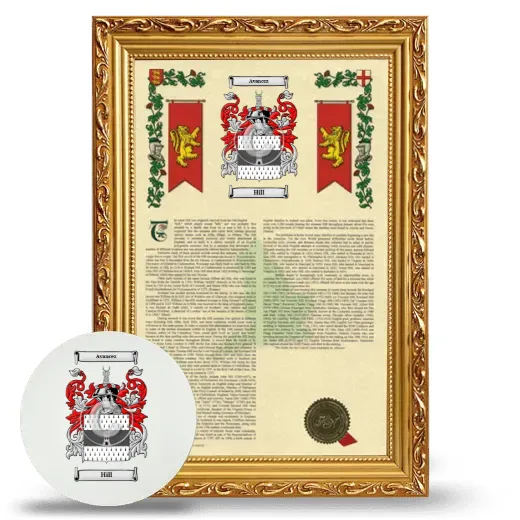 Hill Framed Armorial History and Mouse Pad - Gold