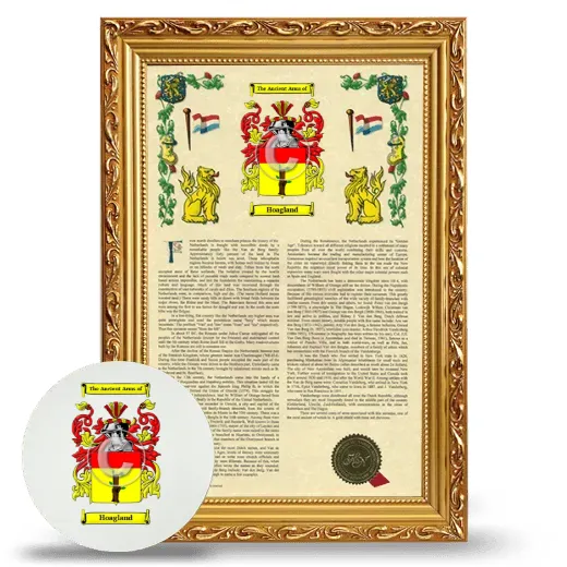 Hoagland Framed Armorial History and Mouse Pad - Gold