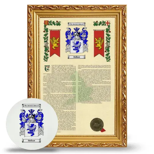 Hollant Framed Armorial History and Mouse Pad - Gold
