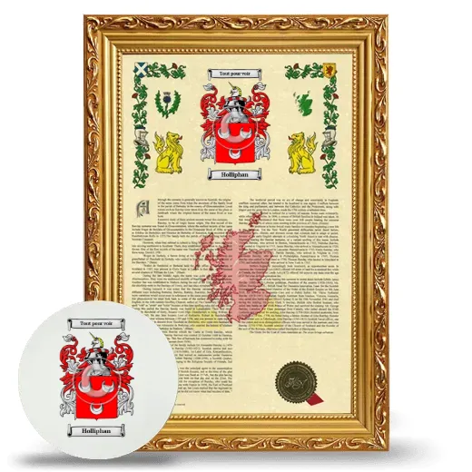 Holliphan Framed Armorial History and Mouse Pad - Gold