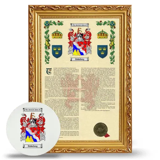 Holmberg Framed Armorial History and Mouse Pad - Gold