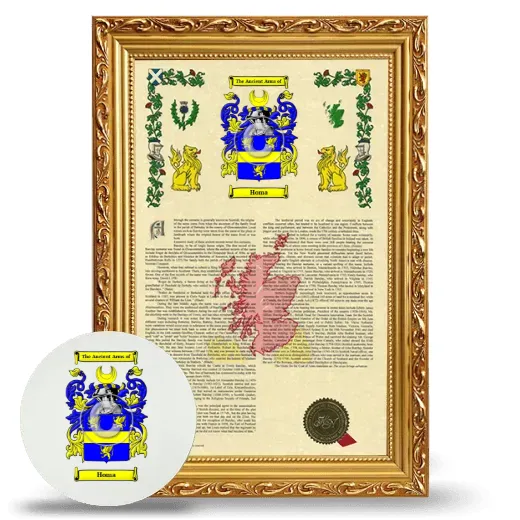 Homa Framed Armorial History and Mouse Pad - Gold