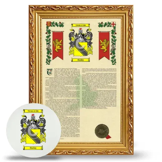 Horley Framed Armorial History and Mouse Pad - Gold