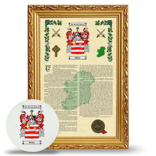 Hosey Framed Armorial History and Mouse Pad - Gold