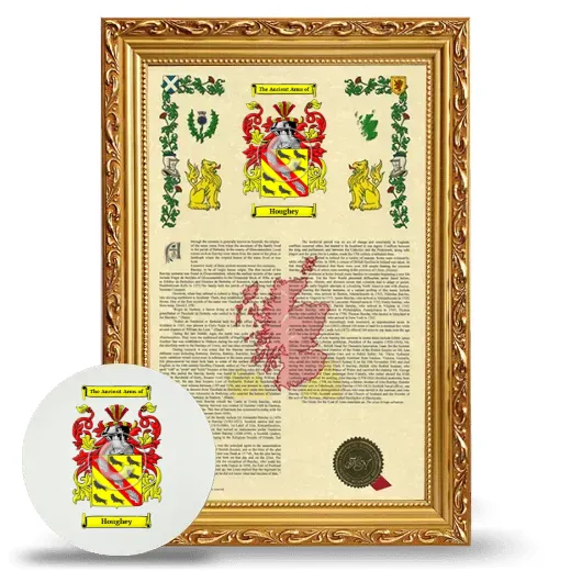 Houghey Framed Armorial History and Mouse Pad - Gold