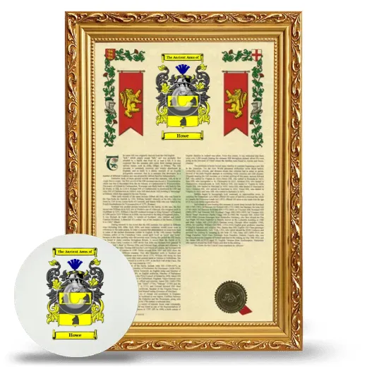 Howe Framed Armorial History and Mouse Pad - Gold