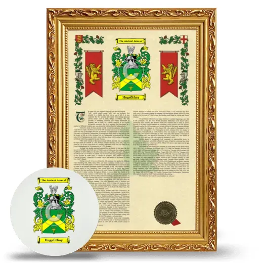 Hugefithay Framed Armorial History and Mouse Pad - Gold