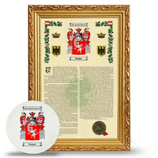 Hungar Framed Armorial History and Mouse Pad - Gold