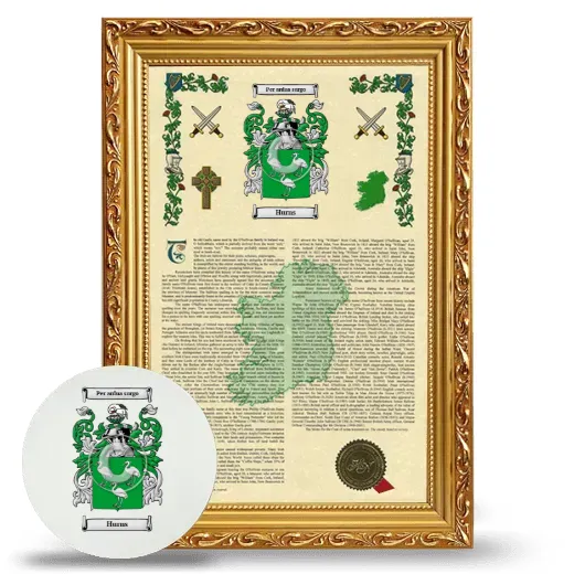 Hurns Framed Armorial History and Mouse Pad - Gold