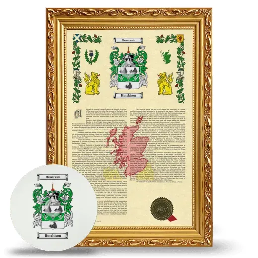 Hutchison Framed Armorial History and Mouse Pad - Gold