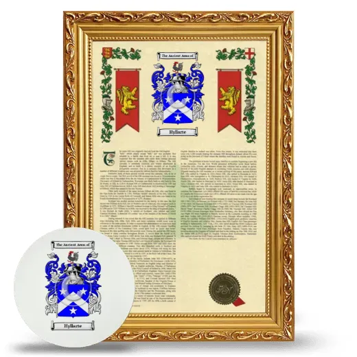 Hyllarte Framed Armorial History and Mouse Pad - Gold