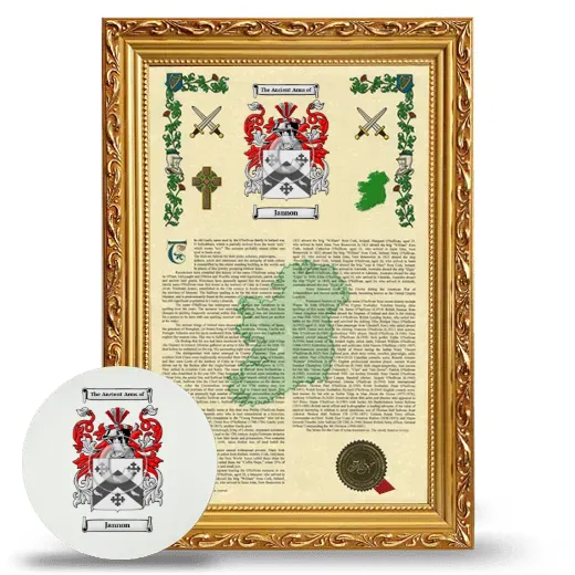 Jannon Framed Armorial History and Mouse Pad - Gold