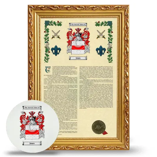 Jenes Framed Armorial History and Mouse Pad - Gold