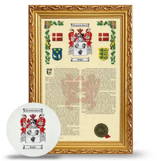 Jerger Framed Armorial History and Mouse Pad - Gold