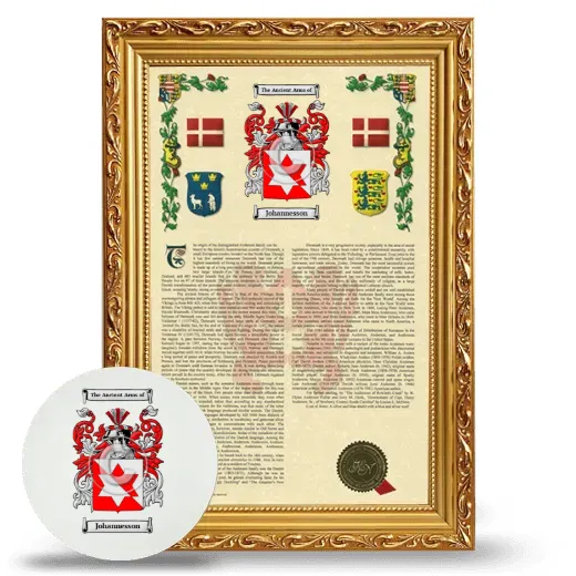 Johannesson Framed Armorial History and Mouse Pad - Gold