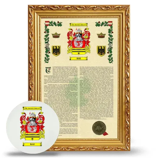 Kehl Framed Armorial History and Mouse Pad - Gold