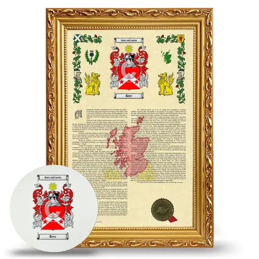 Kerr Framed Armorial History and Mouse Pad - Gold