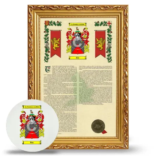 Key Framed Armorial History and Mouse Pad - Gold