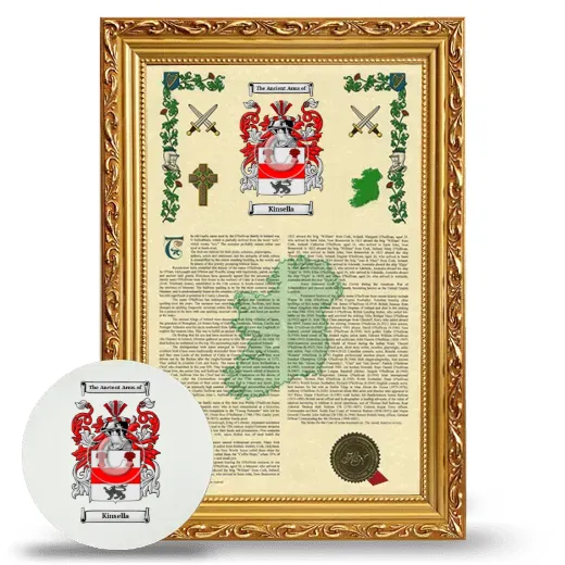 Kinsella Framed Armorial History and Mouse Pad - Gold
