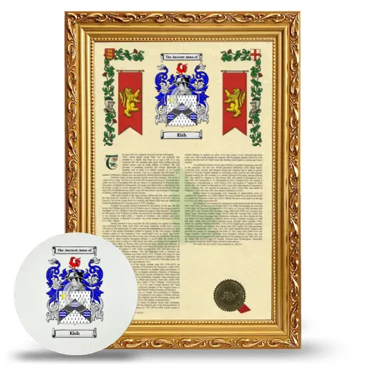 Kish Framed Armorial History and Mouse Pad - Gold