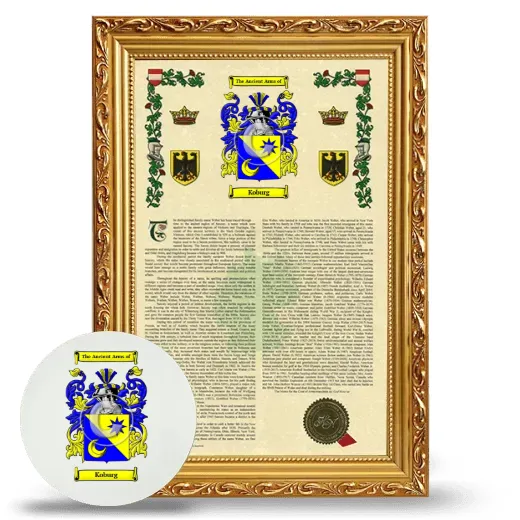 Koburg Framed Armorial History and Mouse Pad - Gold