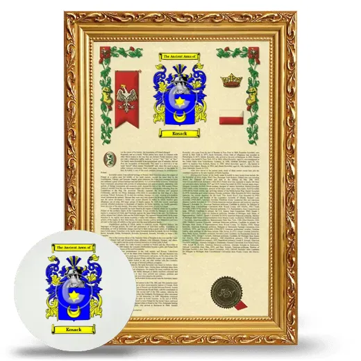 Kosack Framed Armorial History and Mouse Pad - Gold