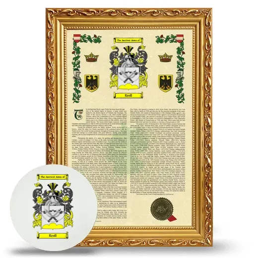 Kroll Framed Armorial History and Mouse Pad - Gold