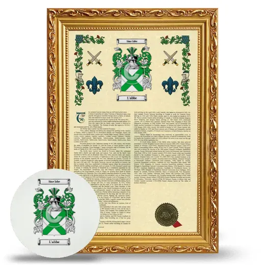 L'abbe Framed Armorial History and Mouse Pad - Gold