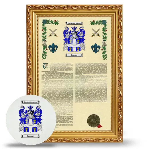 Lanoue Framed Armorial History and Mouse Pad - Gold