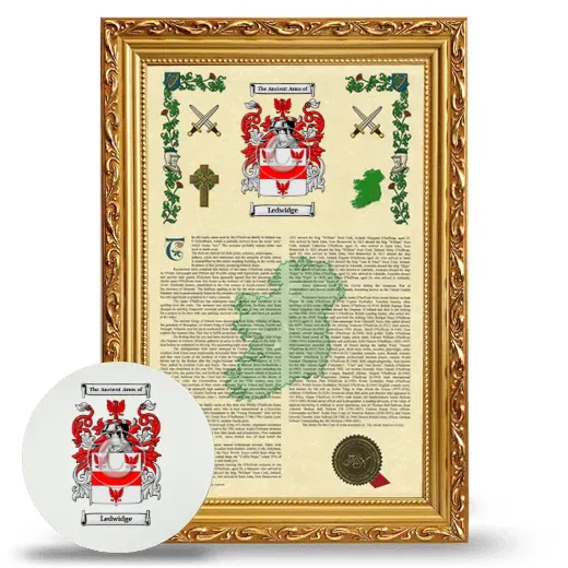 Ledwidge Framed Armorial History and Mouse Pad - Gold