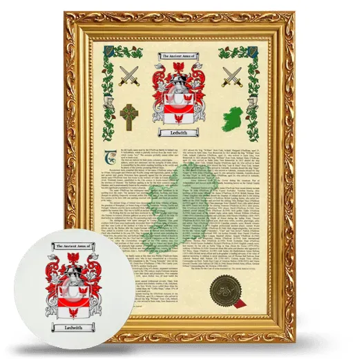 Ledwith Framed Armorial History and Mouse Pad - Gold